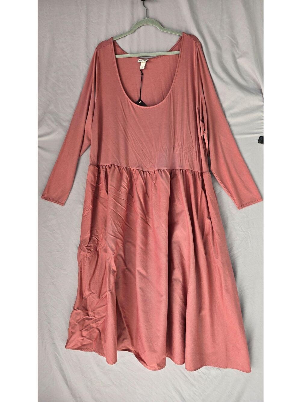Ava & Viv Dress Womens 3X Mauve Pink Long Sleeve Scoop Neck Swing Trapeze Jersey